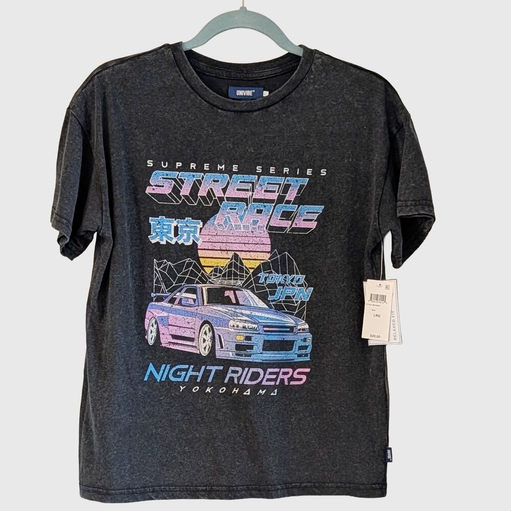 Univibe NEW Tokyo Street Race Graphic Tee Large JDM Skyline Relaxed Fit